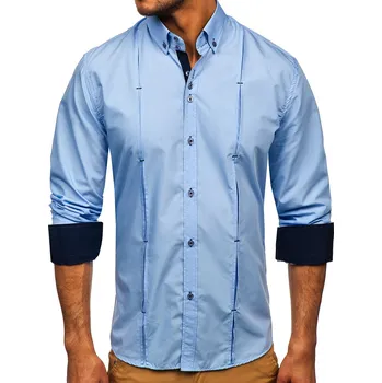 Pánská košile Modrá pánská košile s dlouhým rukávem Bolf 20725 - M