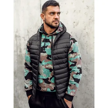 Pánská vesta Černá pánská prošívaná vesta s kapucí Bolf 13072A - 2XL