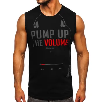 Pánské tílko Černé pánské tílko s potiskem tank top Bolf 14815 - 2XL