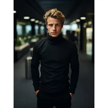 Pánský svetr Černý pánský rolák basic Bolf 145347A2-1 - 2XL