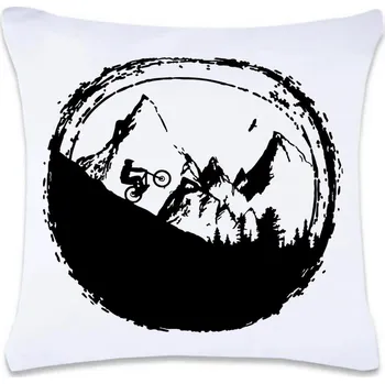 Dekorativní polštářek DOBRÝ TRIKO Polštář s potiskem 40 x 40 cm Hory a kolo Oboustranný tisk: NE