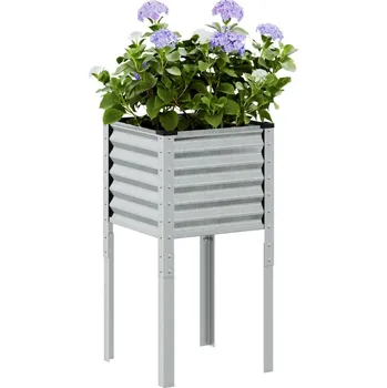 Truhlík vidaXL Zahradní květináč 45 x 45 x 88 cm, odolná ocel [4008964] Barva: Nerezová ocel / Šedý
