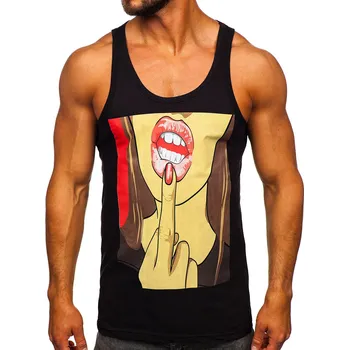 Oblečení a móda Černé pánské tílko s potiskem tank top Bolf 143026 - L