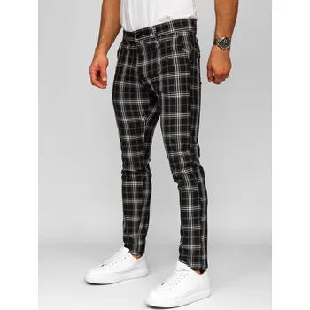 Černé pánské kostkované textilní společenské kalhoty Denley 184167 - 36/XL