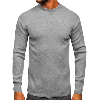 Pánský svetr Šedý pánský polorolák basic Bolf S8563 - XL