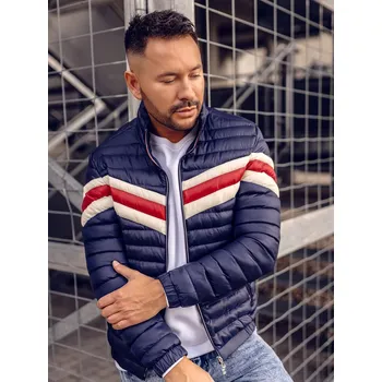 Pánský kabát Tmavě modrá pánská prošívaná přechodová sportovní bunda Bolf 6574A - S