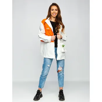 Dámská móda Bílo-oranžová dámská přechodová bunda Bolf AG3010 - L/XL