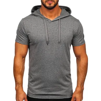 Pánské tričko Grafitové pánské tričko s kapucí bez potisku Bolf 8T89 - XL