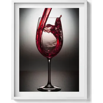 Obraz Obraz s bílým rámem na zeď do obýváku kuchyně Sklenka vína 60x80 cm