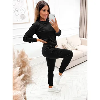 Černá dámská velurová tepláková souprava dvoudílná Bolf 8129 - L