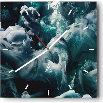 Hodiny Nástěnné hodiny do kuchyně 30x30 Mrak Stylové hodiny na skle Loft Tiché