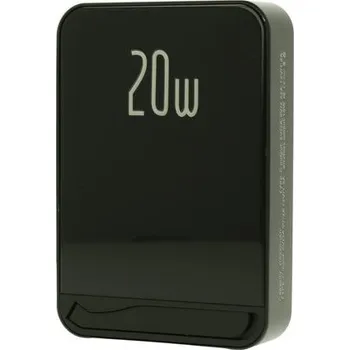 Powerbanka Metal Magsafe bezdrátová Powerbanka se stojánkem, 10000mAh, PD20W, černá