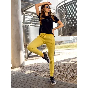 Dámské oblečení Žluté dámské tepláky Bolf CK-01-28B - XL