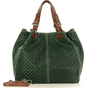 Kabelka GENUINE LEATHER Italská kožená taška MAZZINI GIULIA; tmavě zelená