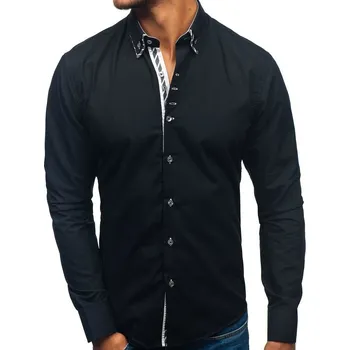 Pánská košile Černá pánská elegantní košile s dlouhým rukávem Bolf 3762 - M