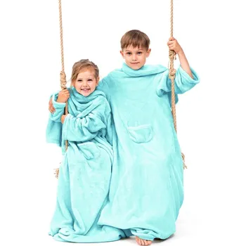 deka Dětská deka s rukávy DecoKing Lazy tyrkysová, velikost 90x105