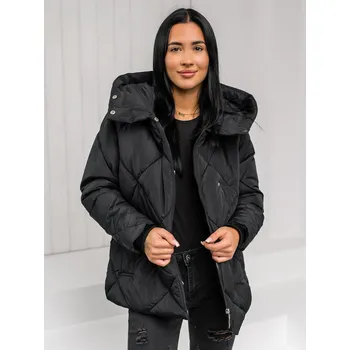 Černá dámská prošívaná zimní bunda s kapucí Bolf 5M3175A3 - XL