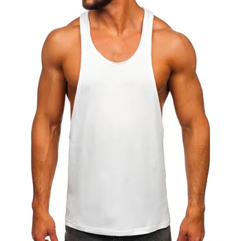 Pánské tílko Bílé pánské tank top tílko boxerského střihu bez potisku Bolf 1245 - 2XL