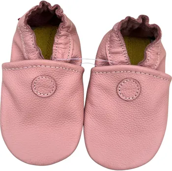 Capáčky CAROZOO Kožené capáčky s koženou podrážkou růžové 6-7 let Růžová 31