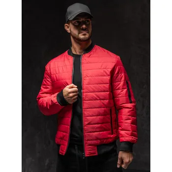 Pánské oblečení Červená pánská prošívaná přechodová bunda bomber Bolf MY-02A1 - L