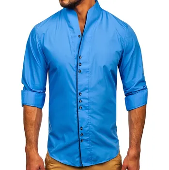 Pánská košile Modrá pánská košile s dlouhým rukávem Bolf 5720 - S