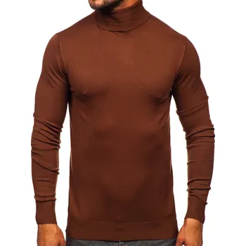 Pánská móda Čokoladový pánský rolák basic Bolf W1-1728 - 3XL