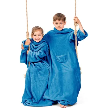 deka Dětská deka s rukávy DecoKing Lazy tmavě modrá, velikost 90x105