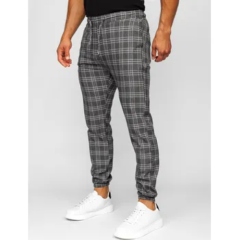 Grafitové pánské textilní karované chino kalhoty Bolf 0067 - 31/M