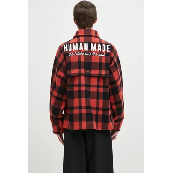 Dámská casual bunda Vlněná košilová bunda Human Made Wool Hunting Jacket červená barva, oversize, HM28JK031, L, 33X