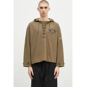 Pánská mikina Bavlněná mikina Human Made Lace-Up Hooded Pullover, L, zelená, 91X