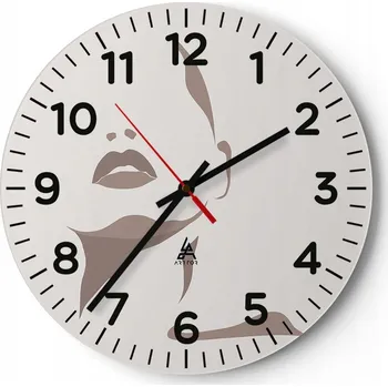 Hodiny Kuchyňské nástěnné hodiny 30x30 Žena Moderní skleněné hodiny do obýváku Tiché