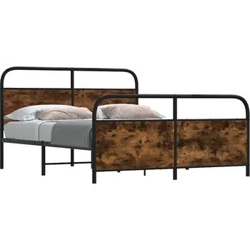 Postel vidaXL Kovový rám postele bez matrace 183 x 213 cm [3318653] Barva: kouřový dub