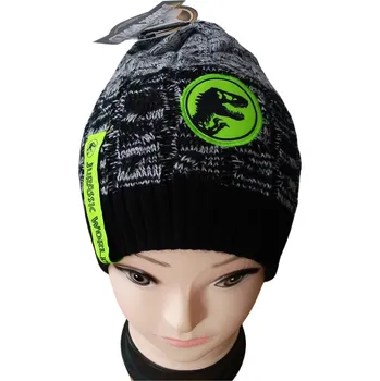 Čepice Eplusm Chlapecká čepice JURSKÝ SVĚT zelený znak zimní šedá Barva: Šedá, Velikosti: 54