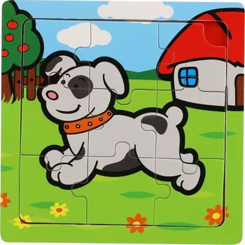 Puzzle TEDDIES Dřevěné puzzle Moje první zvířátka: Pes 9 dílků