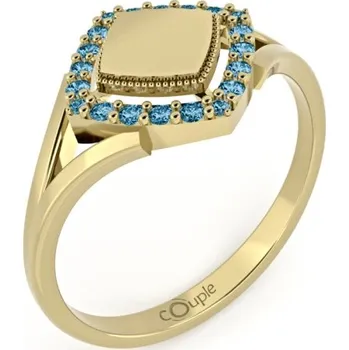 Prsten Couple, Jedinečný prsten Kostka, žluté zlato se zirkony, vel. 54, prům. 17.2 mm, 585-66-1-0308.0Z00.0.54.012