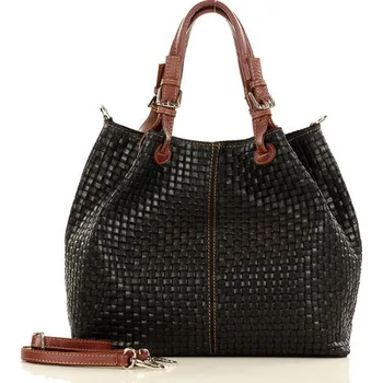 Kabelka GENUINE LEATHER Italská kožená taška MAZZINI GIULIA; černá