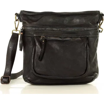 Kabelka Marco Mazzini Italské crossbody MAZZINI z pravé hověziny vintage vzhled; černá