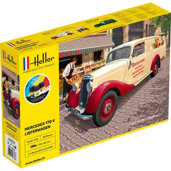 Plastikový model Mercedes 170 V Lieferwagen - obsahuje barvy a lepidlo - Heller STARTER KIT 56736