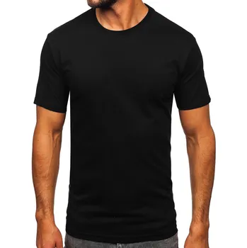 Pánské tričko Černé bavlněné pánské tričko bez potisku Bolf 14291 - L