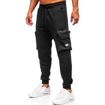 Pánské kalhoty Černé pánské teplákové jogger kapsáče Bolf K17 - 2XL