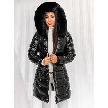 Černá dámská prodloužená prošívaná zimní bunda s kapucí kabát Bolf 16M9122 - L