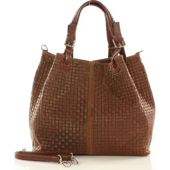 Kabelka GENUINE LEATHER Kožená kabelka přes rameno Mazzini M147 hnědá