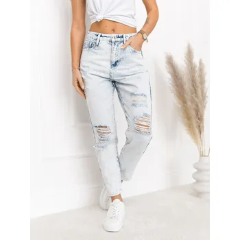 Dámské kalhoty Blankytné dámské džíny Mom Fit Bolf WL2102 - XS