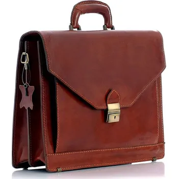 Pánská aktovka Mazzini Business Stylová pánská aktovka MARCO z pravé kůže; hnědá