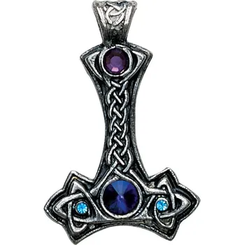Přívěsek Thorovo kladivo s modrým kamenem (Mjollnir) - Amulet