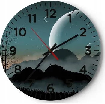 Hodiny Velké nástěnné hodiny 40x40 Abstrakce Skleněné hodiny Kulatý Tiché