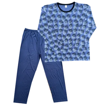 Pánské pyžamo Pánské pyžamo s dlouhým rukávem Big C-Lemon - AHO1 Barva: Modrá, Velikost: 4XL