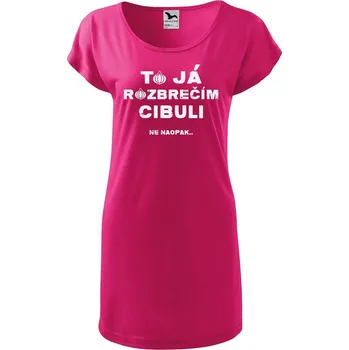 DOBRÝ TRIKO Dámské tričko/šaty s potiskem Rozbrečím cibuli Velikost: S, Barva: Purpurová