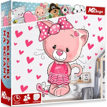 Samolepící dekorace XXL VELKÁ Samolepka na stěnu KOŤÁTKO SRDÍČKA 115x77