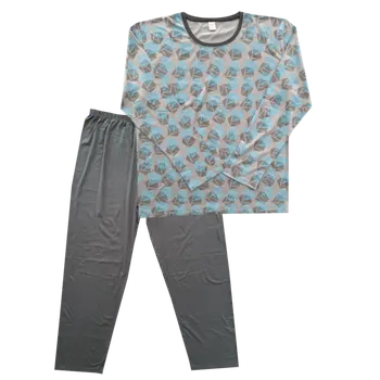 Pánské pyžamo Pánské pyžamo s dlouhým rukávem Big C-Lemon - AHO1 Barva: Šedá, Velikost: 5XL